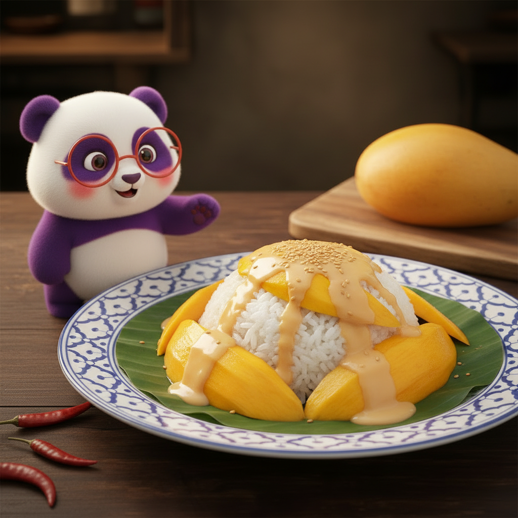 Mei Wei: Khao Niao Mamuang — arroz glutinoso tailandês com manga fresca e creme de coco com Mei Mei
