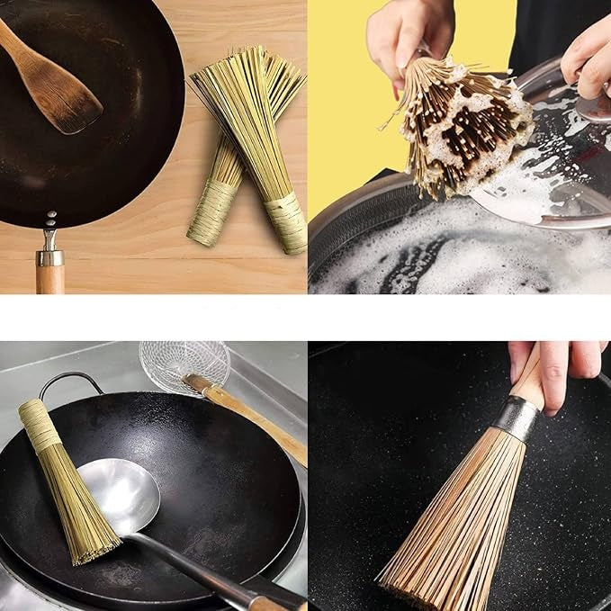 Escova Wok de bambu para limpeza 30cm