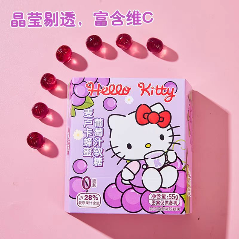 Bala sabor uva e mel Hello Kitty - Guangdong JinJin 55g