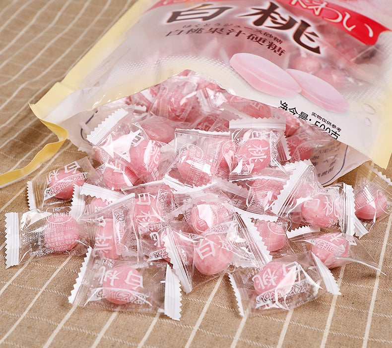 Bala de suco de pêssego branco - Hongyuan 500g