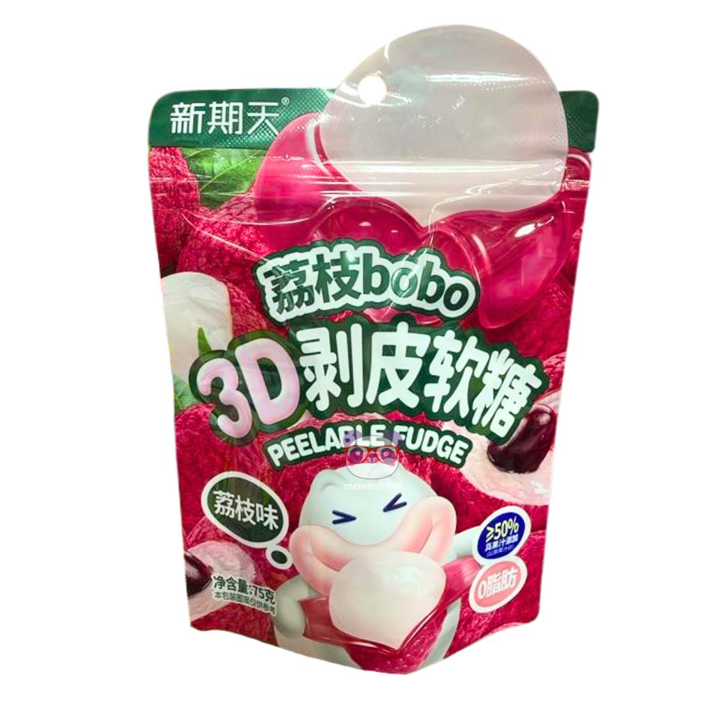 Bala de goma descascável 3D sabor lichia - XinQiTian 75g