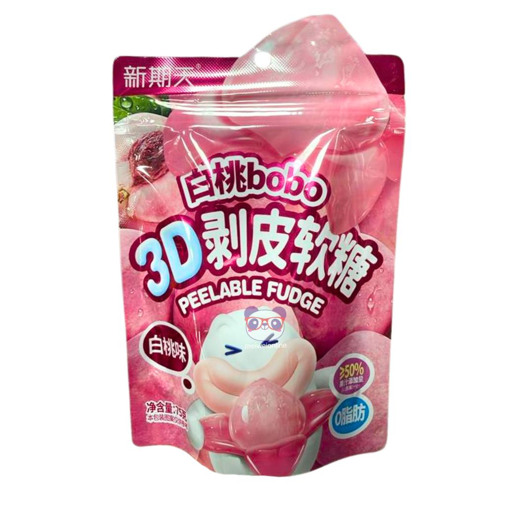 Bala de goma descascável 3D sabor pêssego - XinQiTian 75g