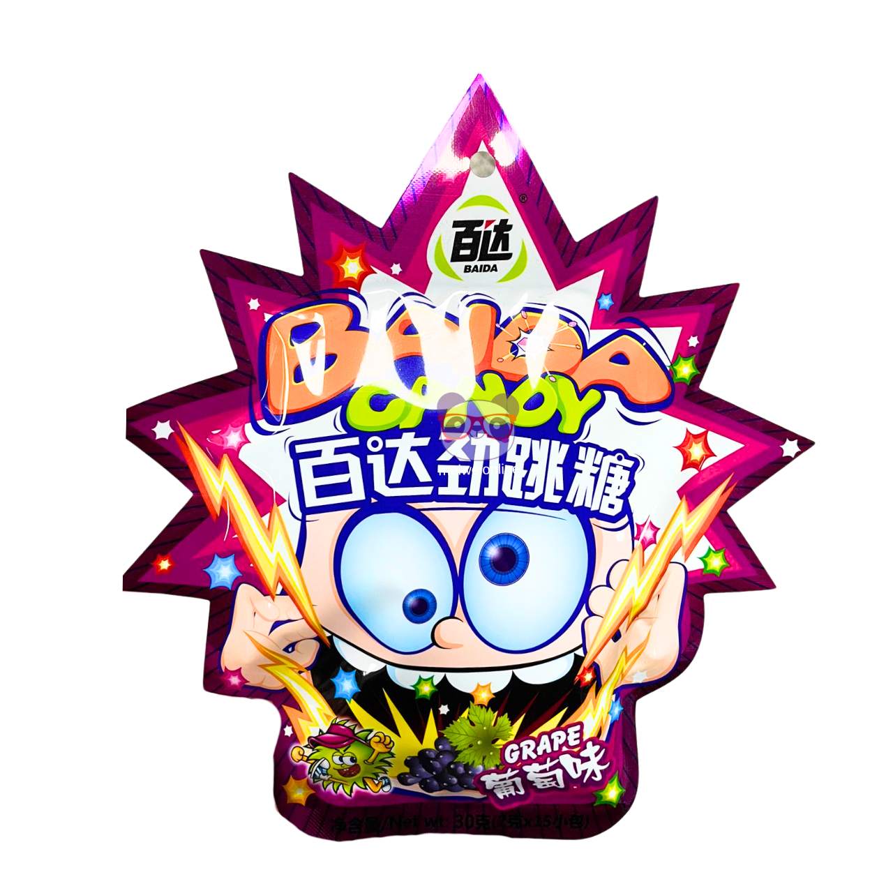 Bala explosiva Rock Roll Popping sabor uva - Baida 30g