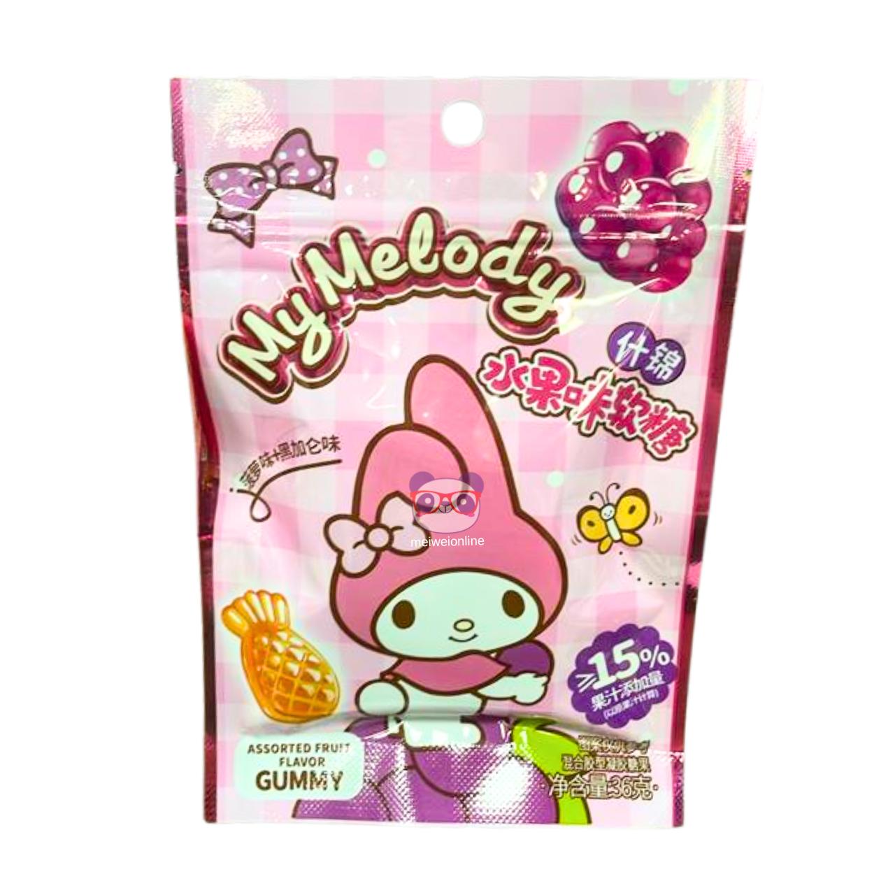 Bala de goma sabor abacaxi e groselha preta My Melody - Sanrio 36g