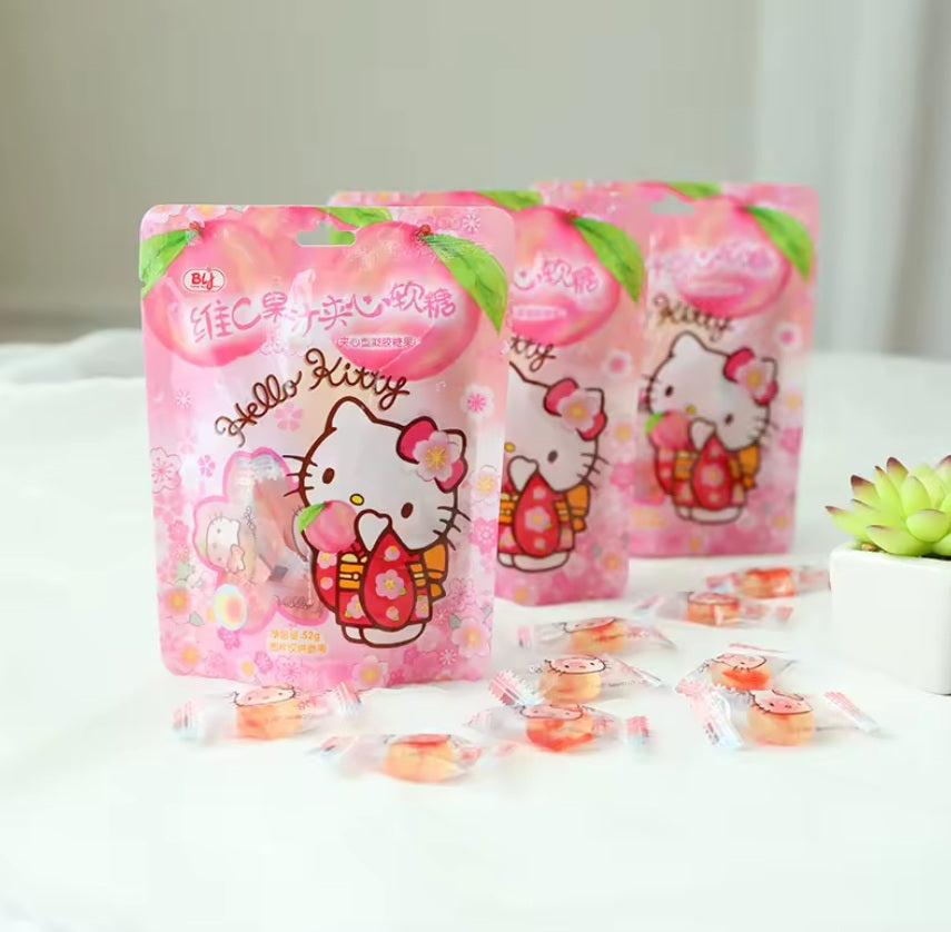 Bala de goma sabor pêssego branco Hello Kitty - Sanrio 52g