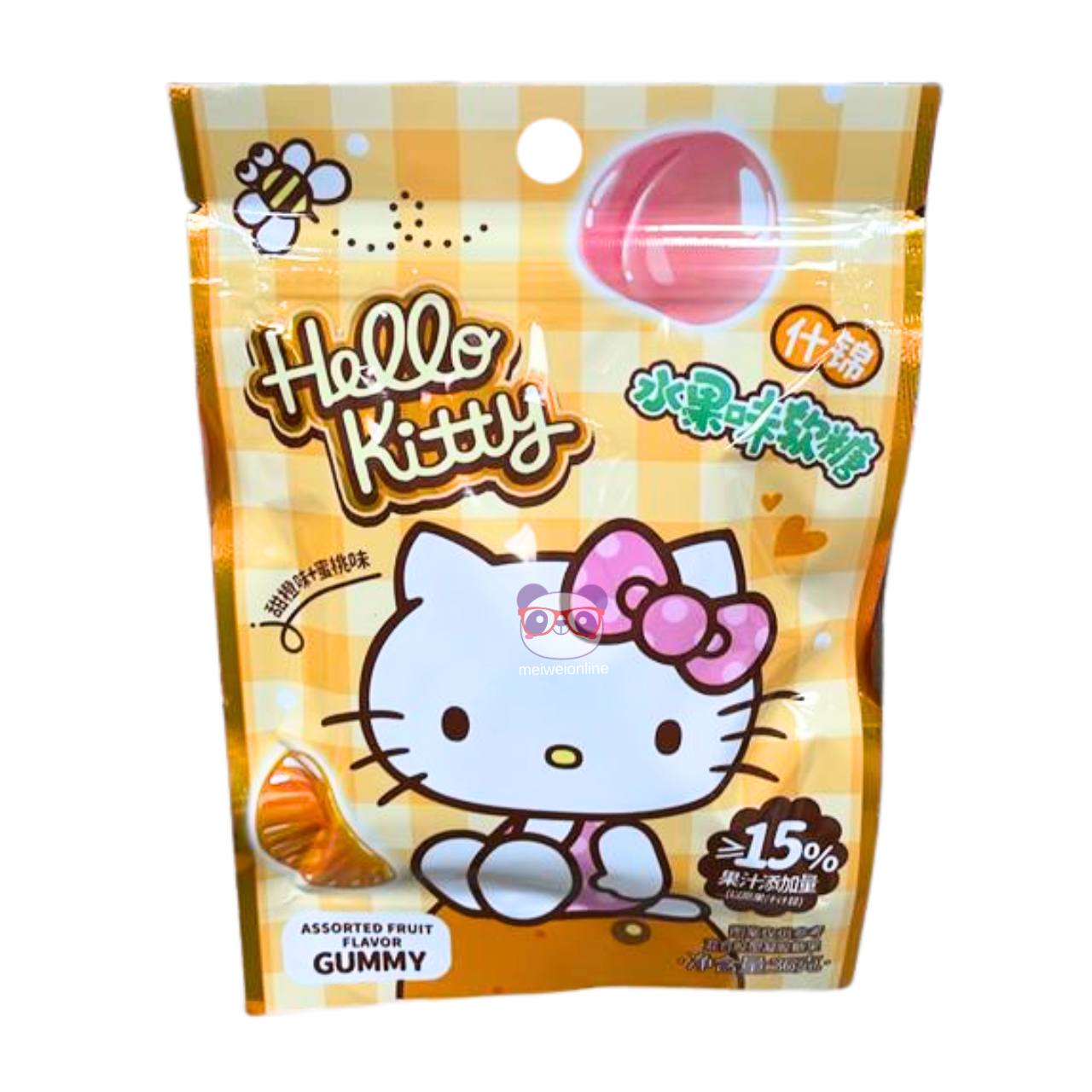 Bala de goma sabore laranja e pêssego Hello Kitty - Sanrio 36g