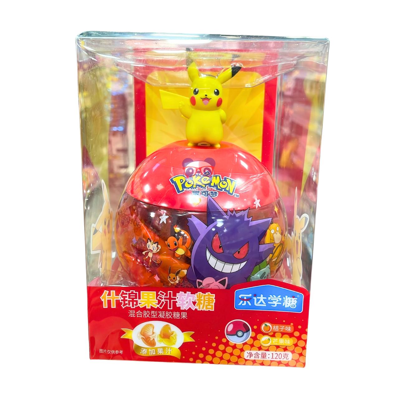 Balas sabor laranja e manga Pokémon com porta balas Pikachu 120g
