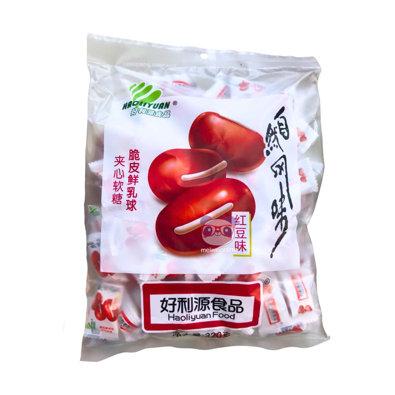 Bala de leite recheada sabor feijão Azuki - Haoliyuan 320g