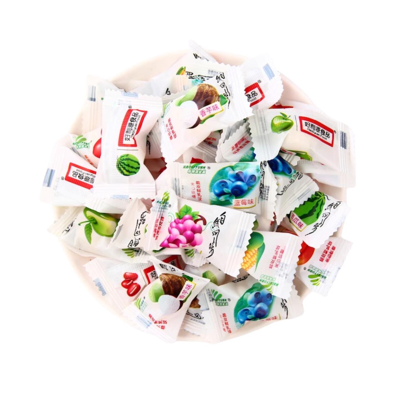 Bala de leite Crispy recheada sabores mistos - Haoliyuan 500g