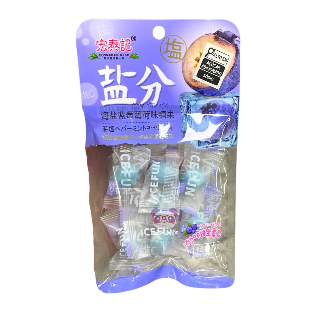 Bala de menta e mirtilo com sal marinho - Hong Tai Kee 26g