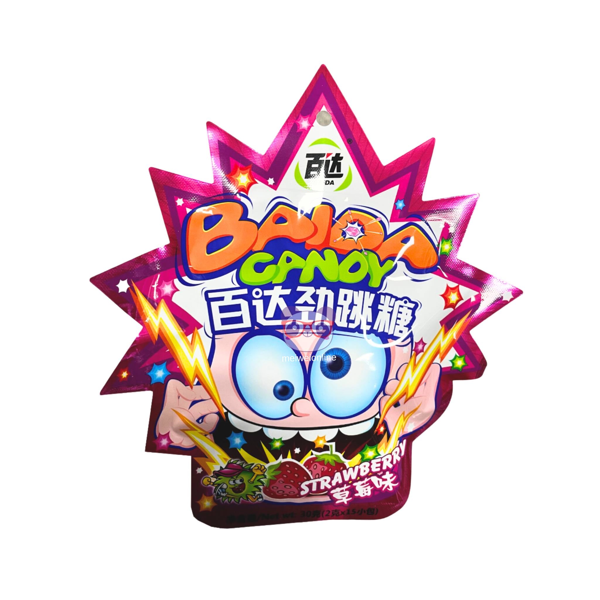 Bala explosiva Rock Roll Popping sabor morango - Baida 30g