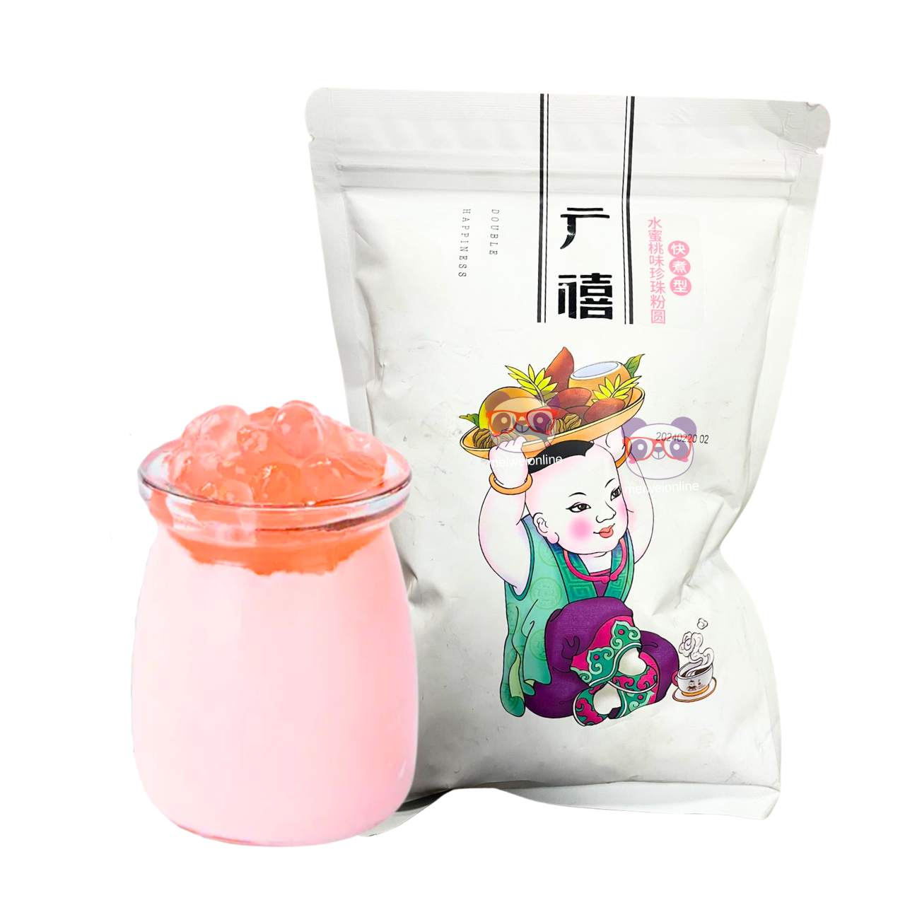 Bolinhas de pobá sabor pêssego - Guangxi 500g
