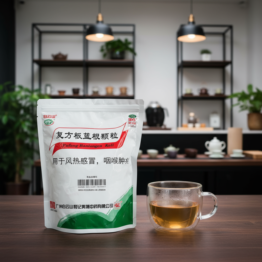 Chá de Ervas Baiyunshan Fufang Banlangen Keli 20 Sachês 15g - 复方板蓝根颗粒