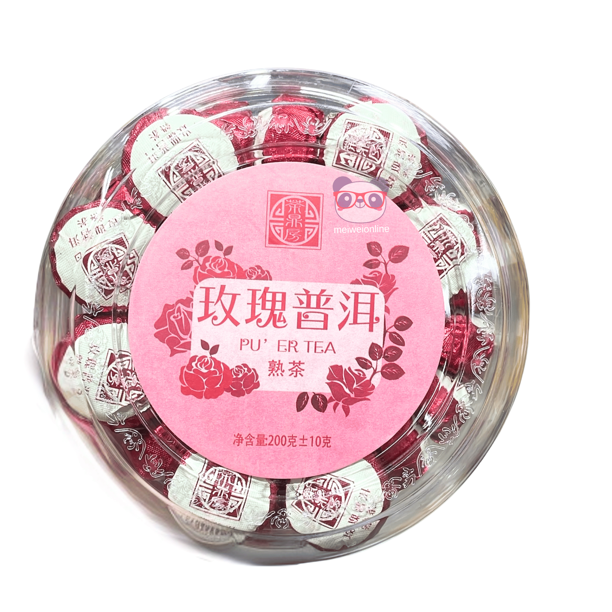 Chá Pu’er de Yunnan com Rosa Vermelha 200g - 熟茶