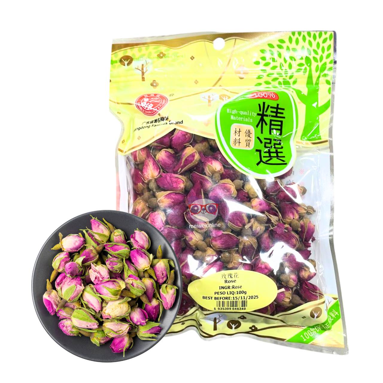 Rosas em botão desidratadas - Guangdong 100g