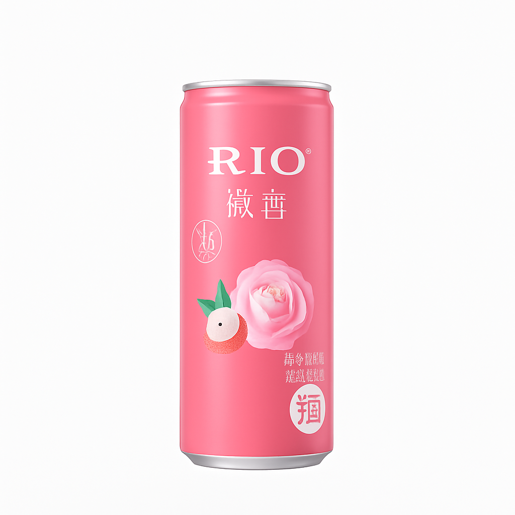 Mei Wei: Rio Microembriagante Rosa e Lichia(微醺玫瑰荔枝)- Rio 330ml - Embalagem em Fundo Branco