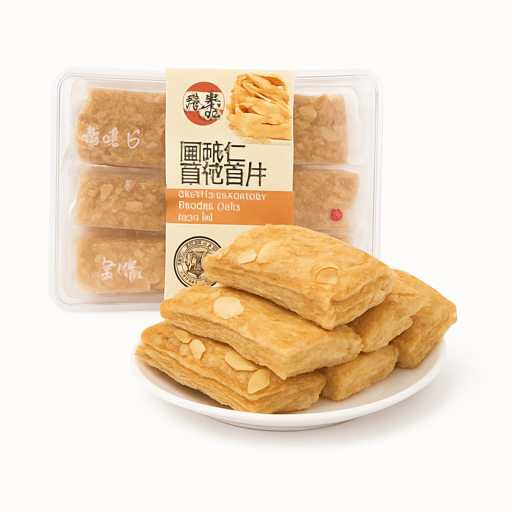 Mei Wei: Torta de Amêndoa e Damasco(扁桃仁雪花杏仁片)- 澳味坊 250g - Embalagem em Fundo Branco