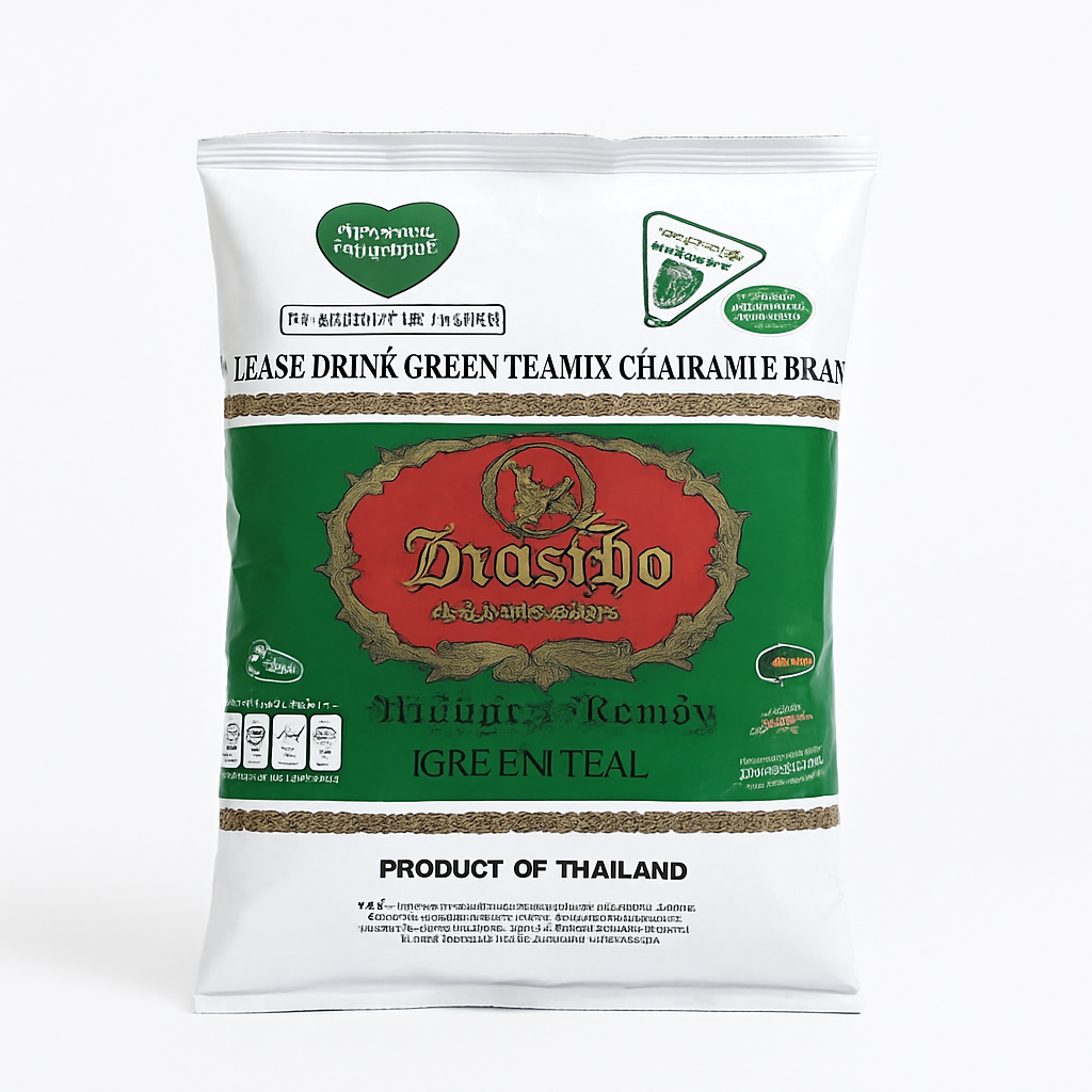 Mei Wei: Chá Verde Tailandês Chatramue(ชาเขียว)- Chatramue 200g - Embalagem em Fundo Branco