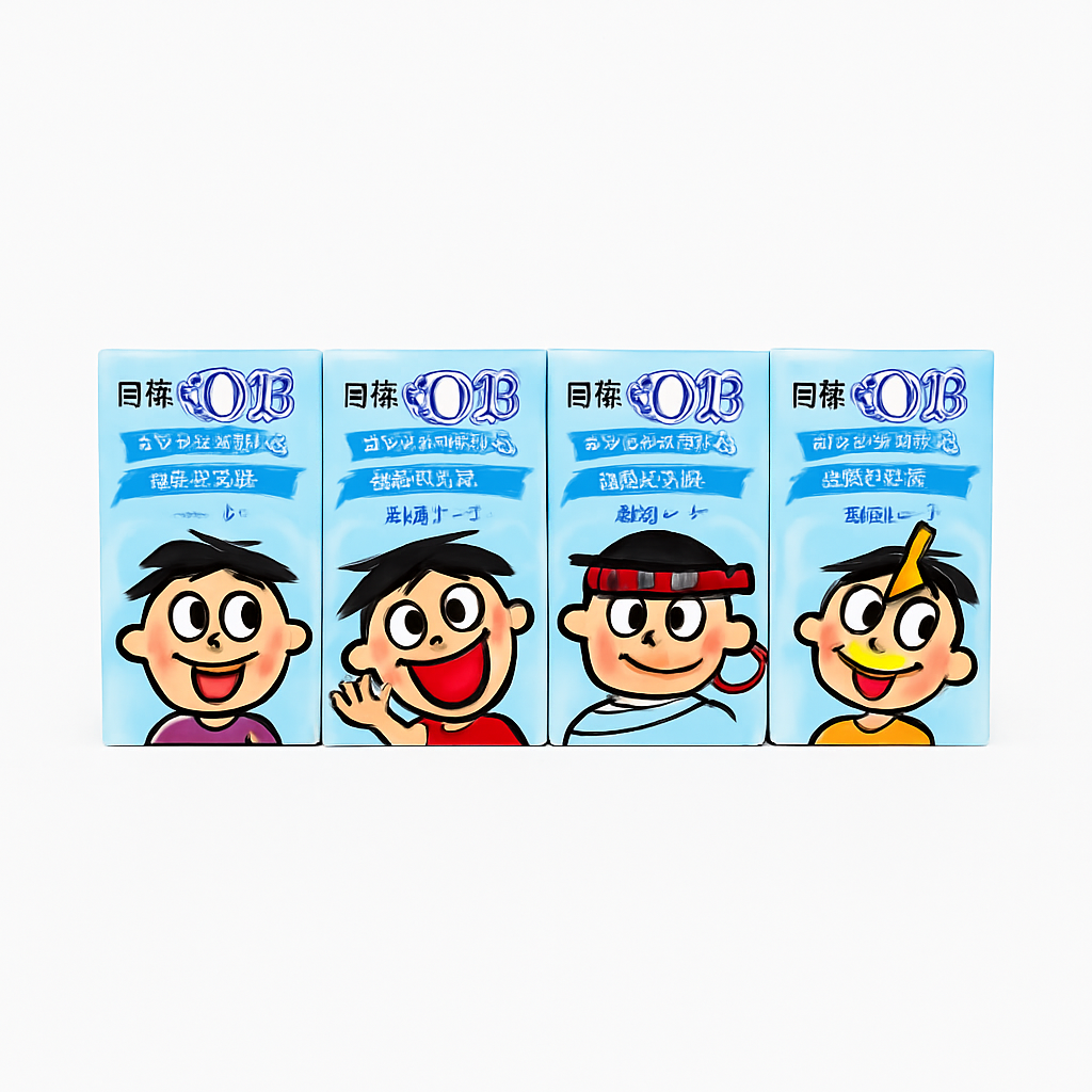 Mei Wei: Leite com Sabor de Frutas O Pao(旺旺o泡果奶)- Want Want 125ml - Embalagem em Fundo Branco