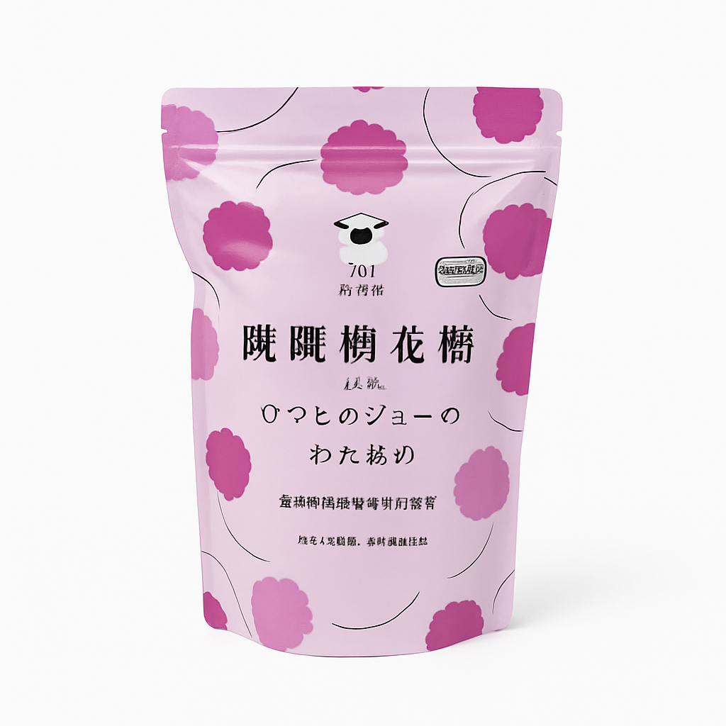 Mei Wei: Algodão Doce Sabor Morango(いちご味わたあめ)- Qiao Li Yang 22g - Embalagem em Fundo Branco
