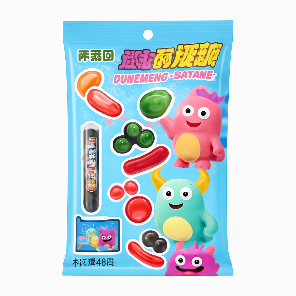 Mei Wei: Bala de Gelatina Monstrinhos Divertidos(趣味萌怪糖)- Qinghaoyuan 46g - Embalagem em Fundo Branco