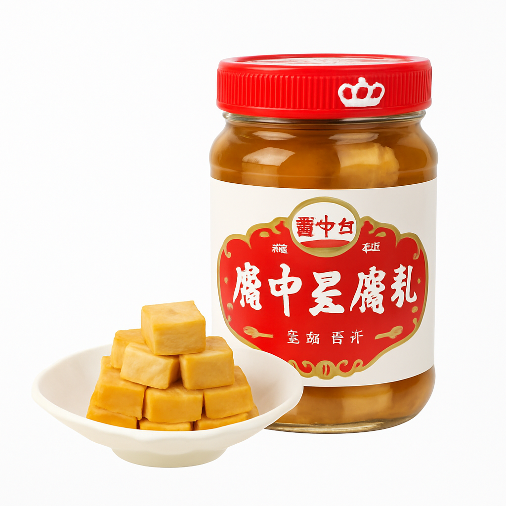 Mei Wei: Tofu Fermentado Picante(广中皇腐乳)- Guangzhonghuang 328g - Embalagem em Fundo Branco