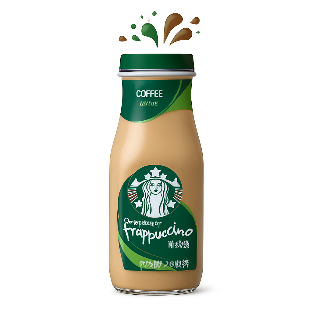 Mei Wei: Frappuccino Sabor Café Starbucks(星巴克星冰乐咖啡味)- Starbucks 281ml - Embalagem em Fundo Branco