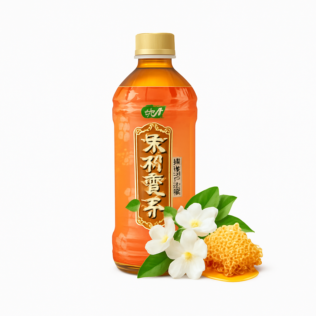 Mei Wei: Chá de Jasmim com Mel(康师傅茉莉蜜茶)- Master Kong 500ml - Embalagem em Fundo Branco