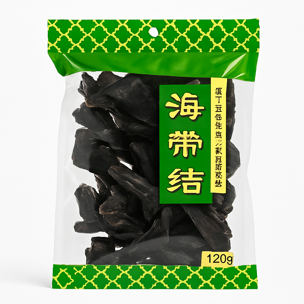 Mei Wei: Alga Kombu em Nó(海带结)- Coconut Tree 120g - Embalagem em Fundo Branco