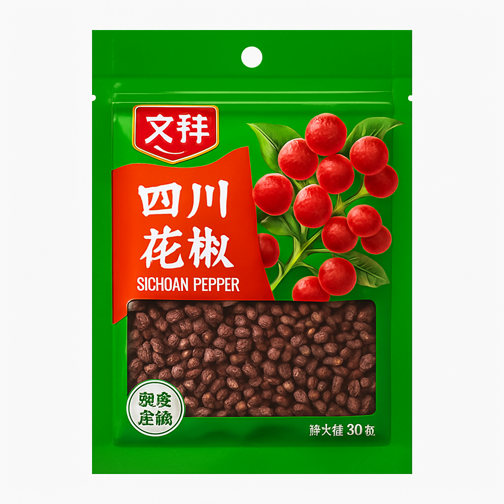 Mei Wei: Pimenta Sichuan(四川花椒)- Yixiang 30g - Embalagem em Fundo Branco