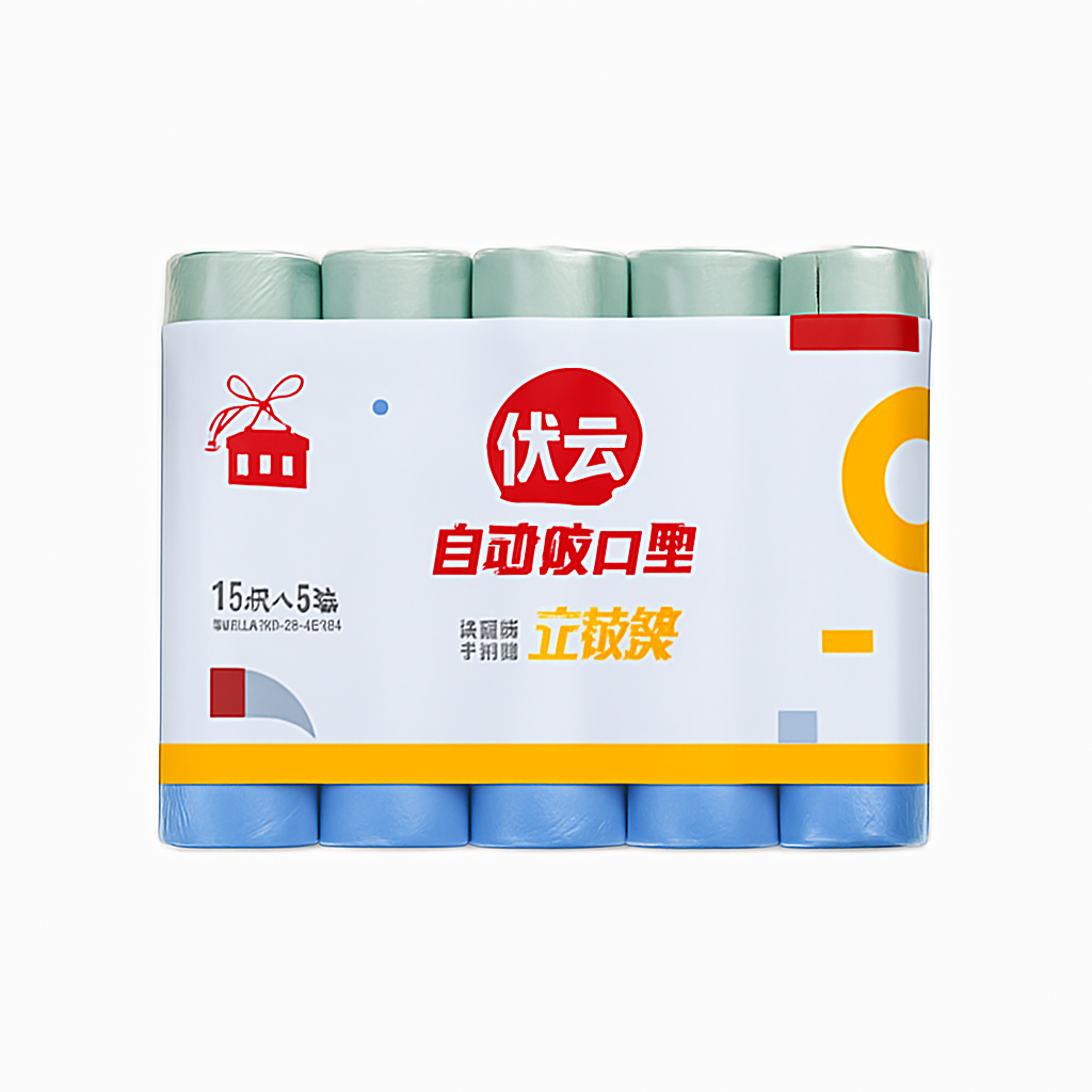 Mei Wei: Sacos de Lixo Autodestrutivos(自动收口型垃圾袋)- Youyun 15 Unidades - Embalagem em Fundo Branco