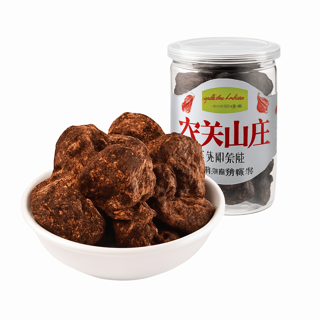 Mei Wei: Ameixa Seca Nine System(九制话梅)- Nong Fu Shan Zhuang 180g - Embalagem em Fundo Branco