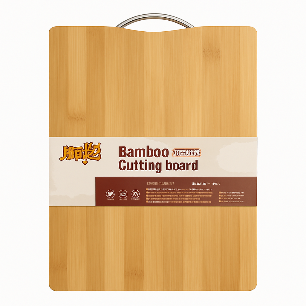 Mei Wei: Tábua de Corte Bambu (整竹砧板) - Huayuan 38cm - Embalagem em Fundo Branco