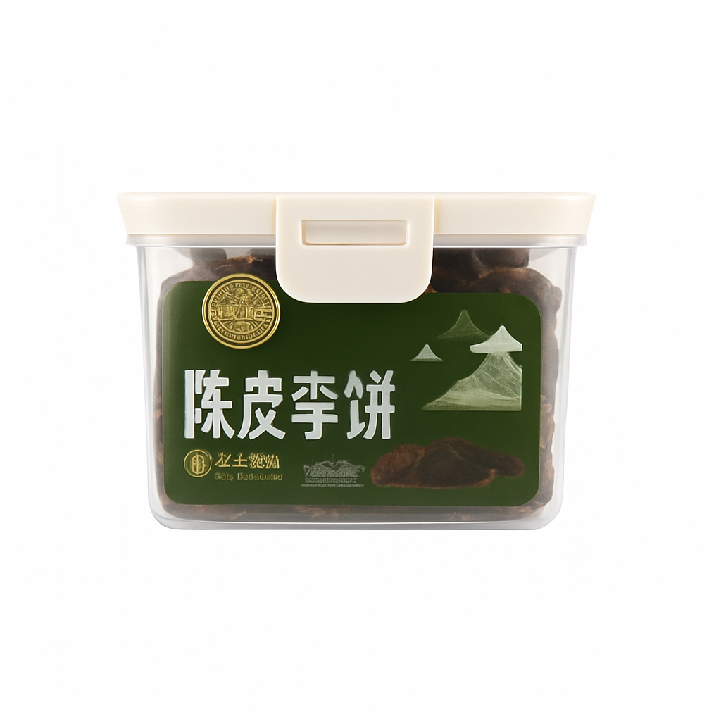 Mei Wei: Biscoito de Tangerina e Ameixa(陈皮李饼)- Quanlitang 200g - Embalagem em Fundo Branco