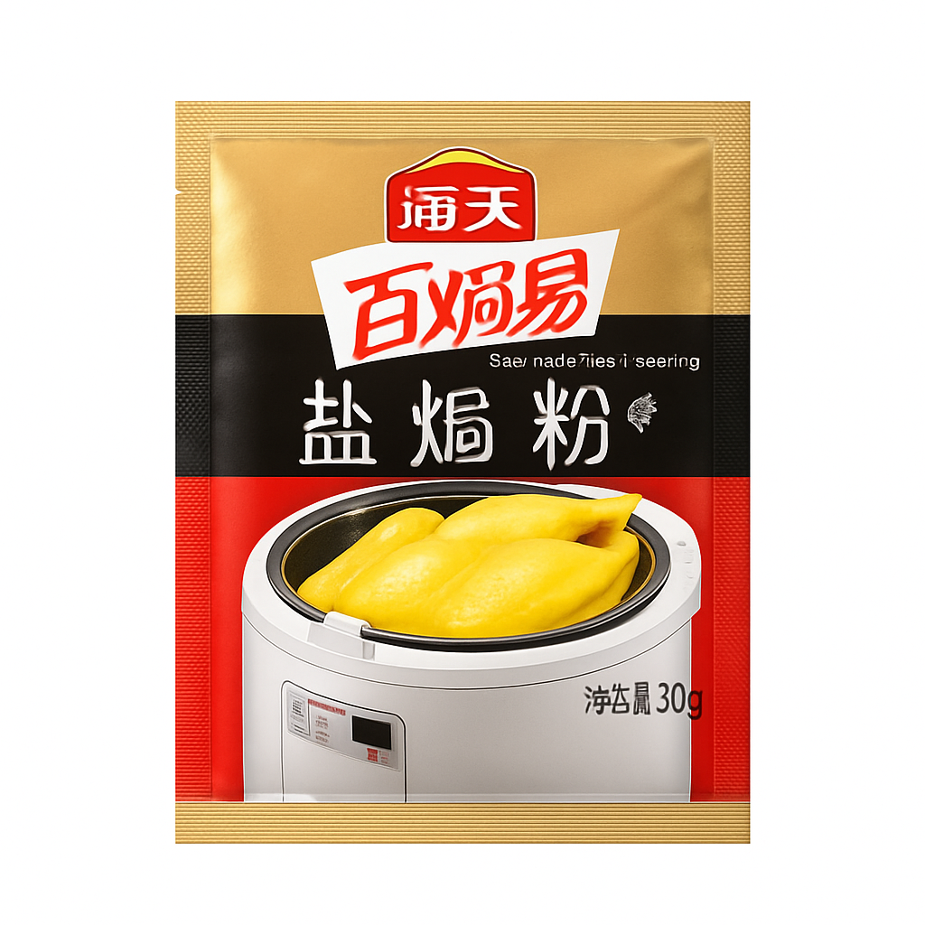 Mei Wei: Tempero para Frango Assado no Sal(盐焗粉)- Hai Tian 30g - Embalagem em Fundo Branco