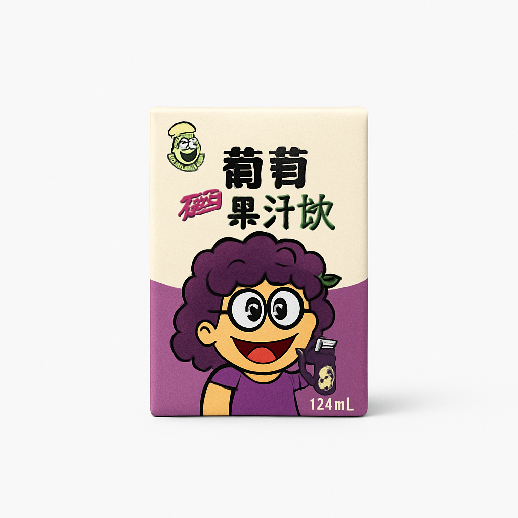 Mei Wei: Suco de Uva(旺旺果汁饮)- Want Want 125ml - Embalagem em Fundo Branco