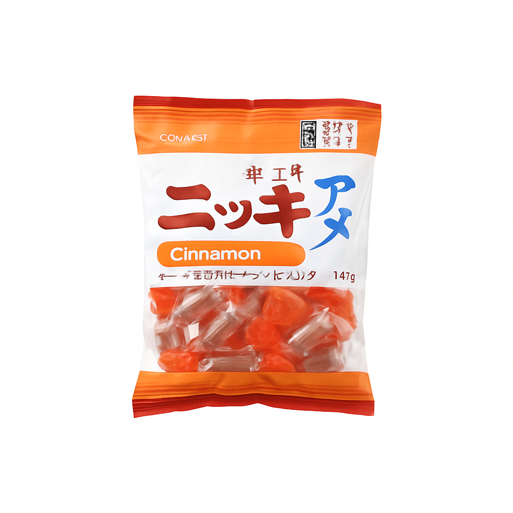 Mei Wei: Bala de Canela Nikki(ニッキ)- Kasugai 147g - Embalagem em Fundo Branco