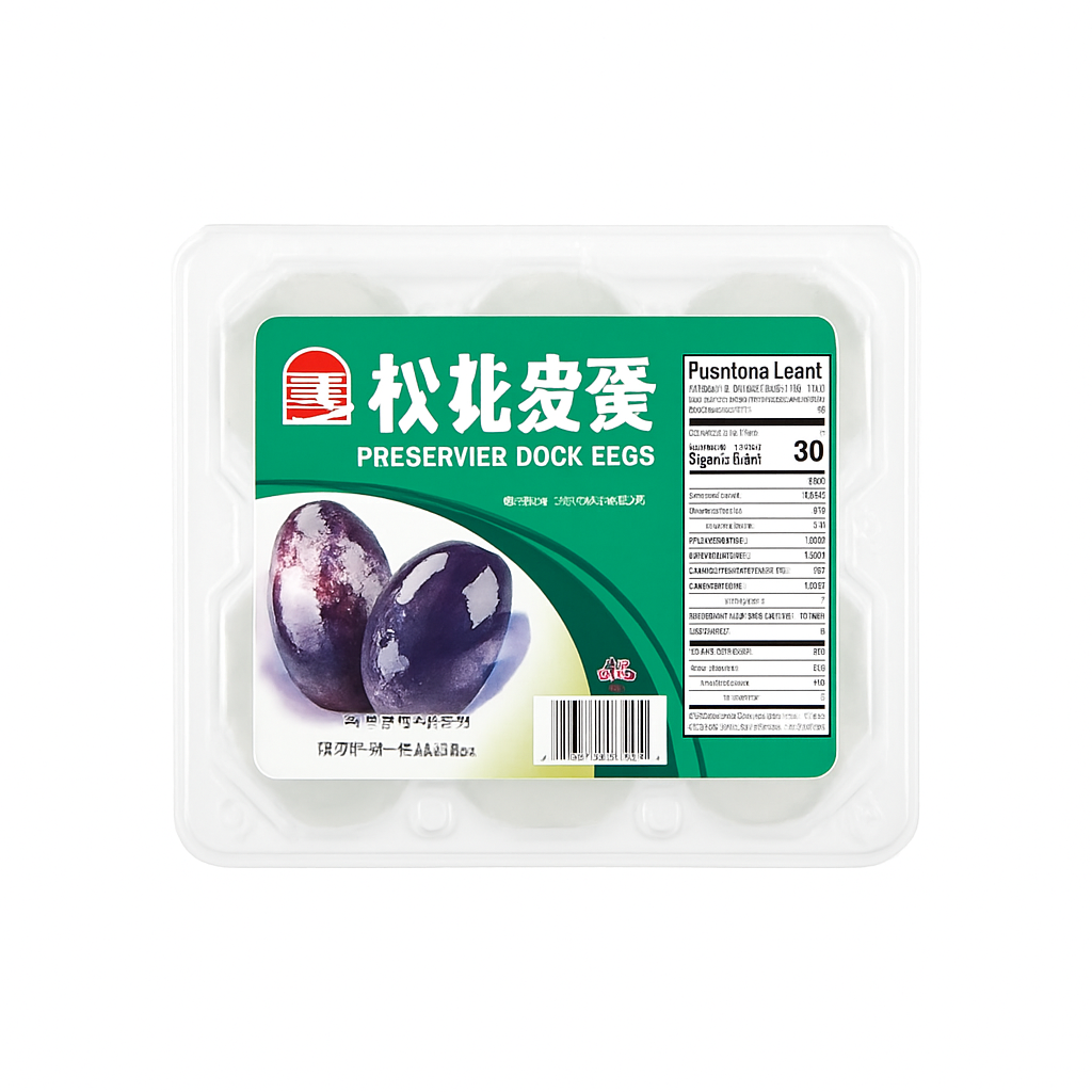Mei Wei: Ovos Centenários Preservados(松花皮蛋)- Guang Yang 6 Unidades - Embalagem em Fundo Branco