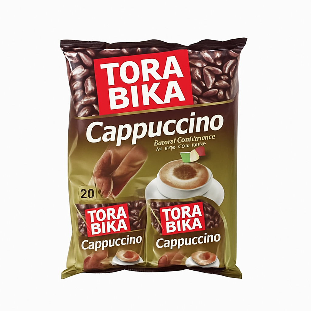 Mei Wei: Cappuccino Instantâneo em Pó(卡布奇诺)- Torabika 25g - Embalagem em Fundo Branco