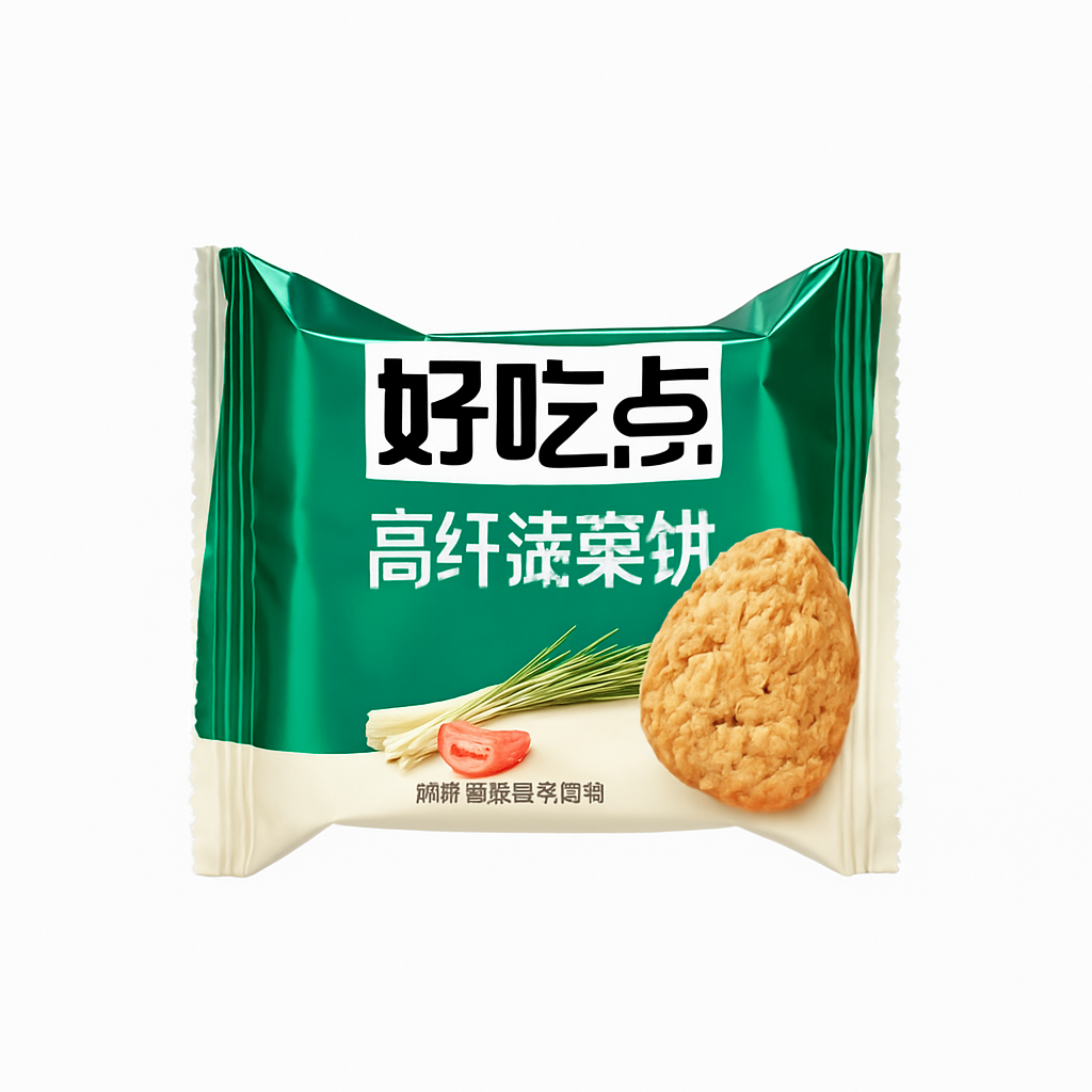 Mei Wei: Biscoito de Vegetais com Baixo Açúcar e Alto Cálcio(达利园低糖高钙蔬菜饼)- Daliyuan 268g - Embalagem em Fundo Branco