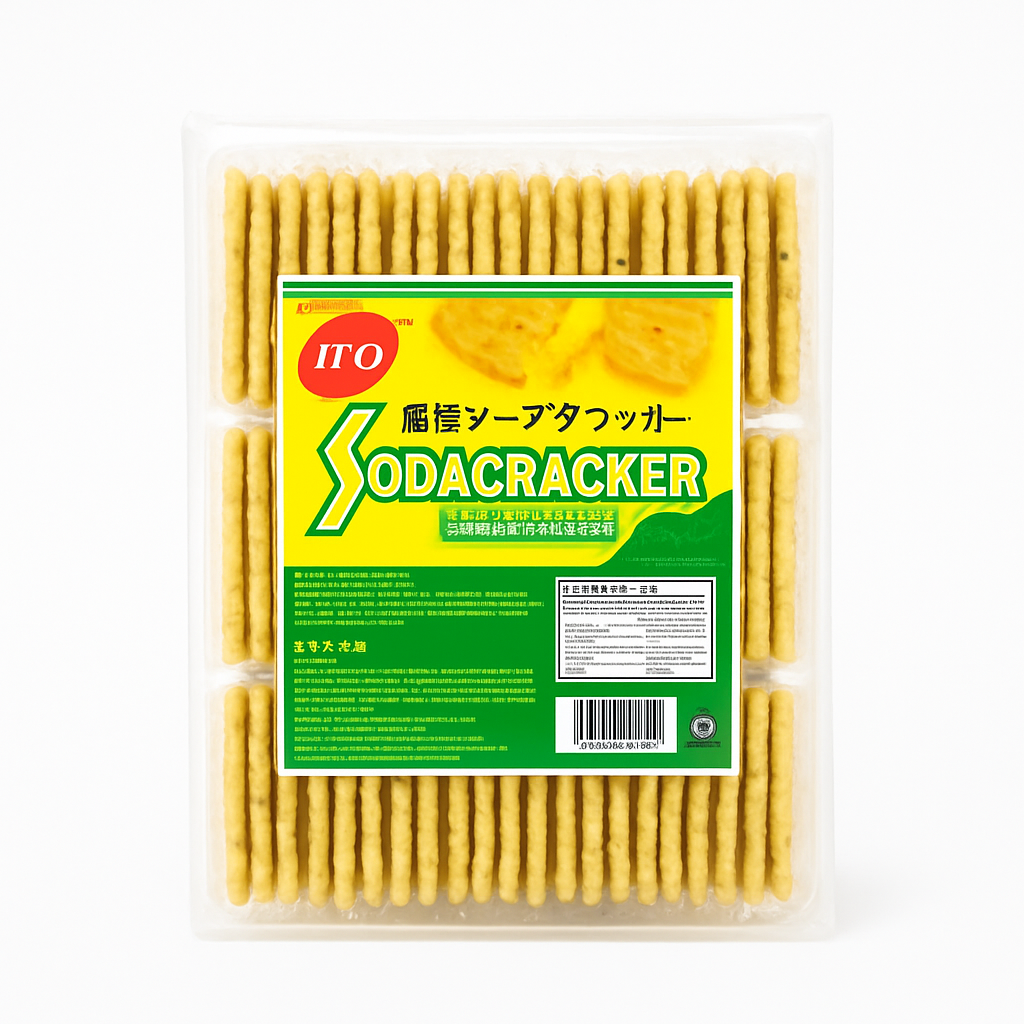 Mei Wei: Biscoito de Soda com Alga Marinha(海苔ソーダクラッカー)- Ito 480g - Embalagem em Fundo Branco