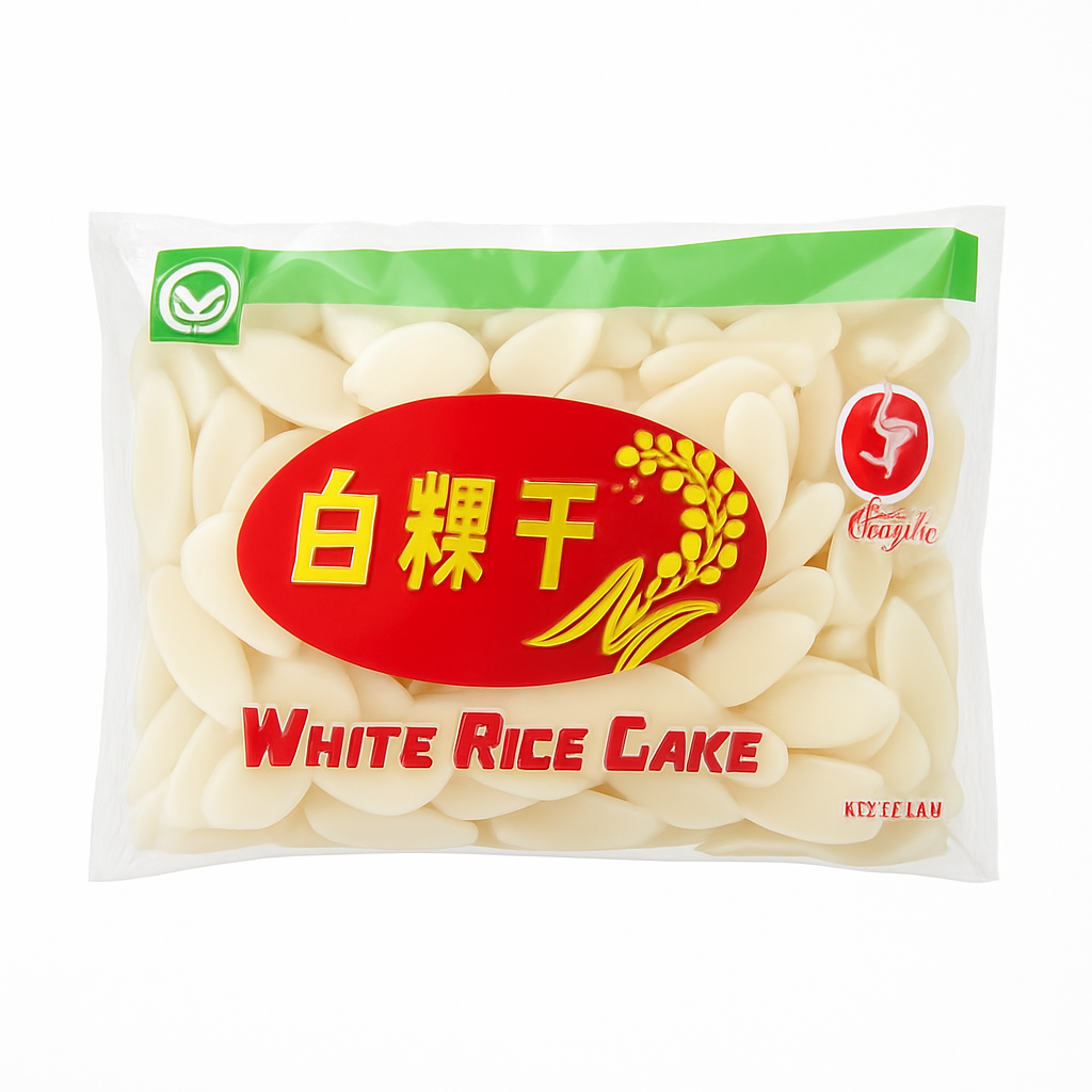 Mei Wei: Bolo de Arroz Branco(白果干)- Rong He 400g - Embalagem em Fundo Branco