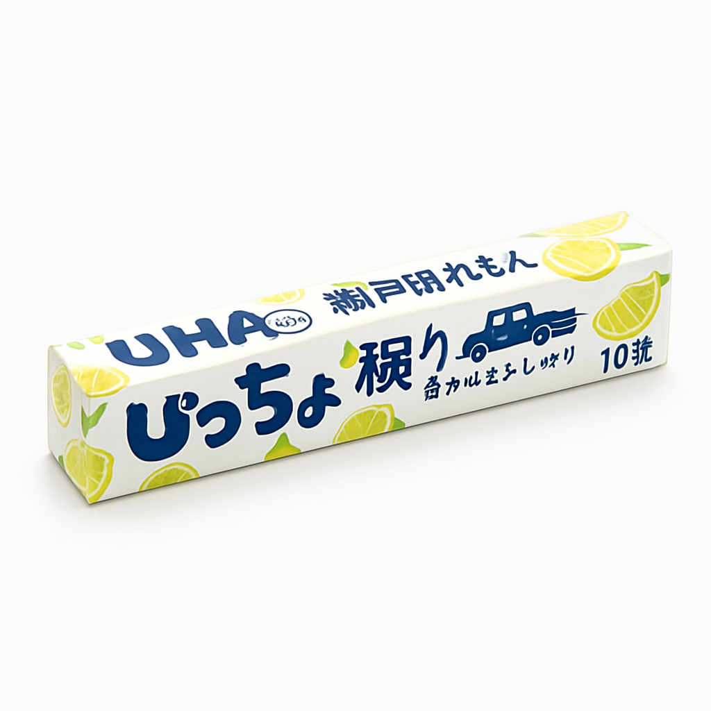 Mei Wei: Bala de Leite Sabor Mentolado(哈特浓牛奶糖)- UHA Mikakuto 40g - Embalagem em Fundo Branco