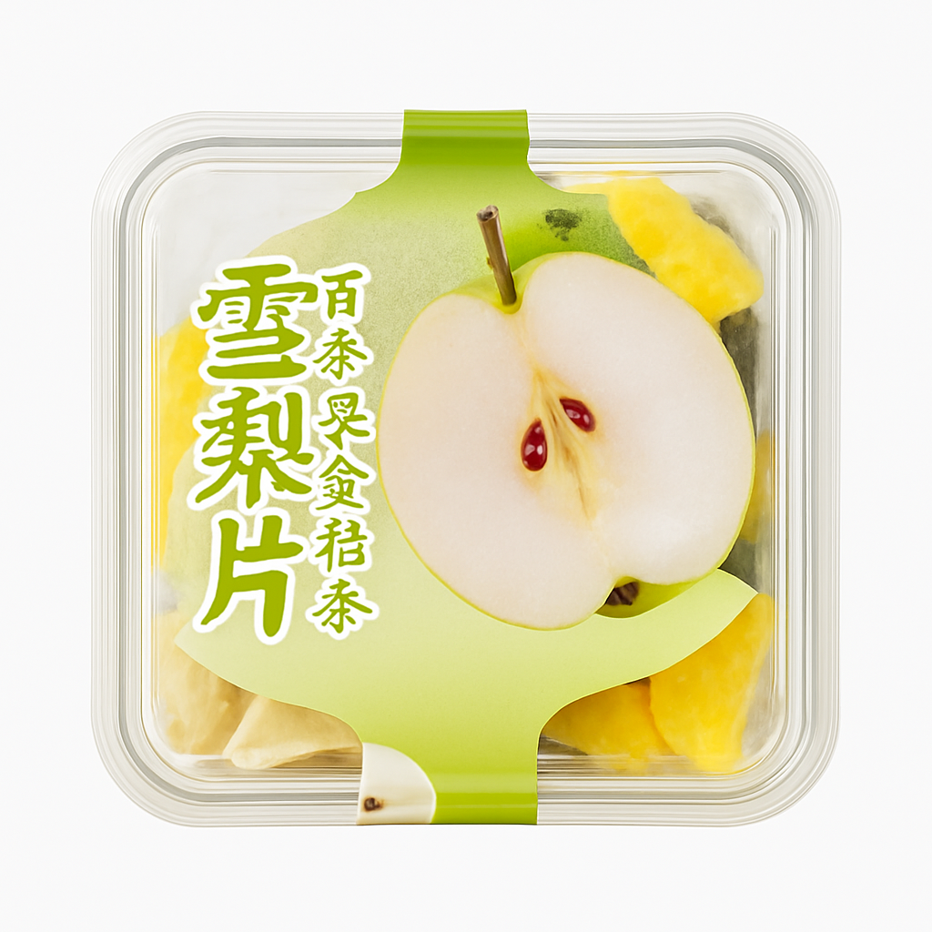 Mei Wei: Chá de Maracujá e Kumquat com Pera(百香果金桔茶雪梨片) - Embalagem em Fundo Branco