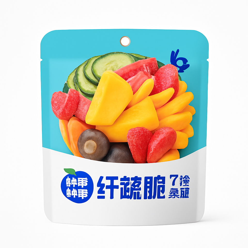 Mei Wei: Chips de Frutas e Vegetais Mistos(妙果鲜锋纤蔬脆)- Miaoguo 32g - Embalagem em Fundo Branco