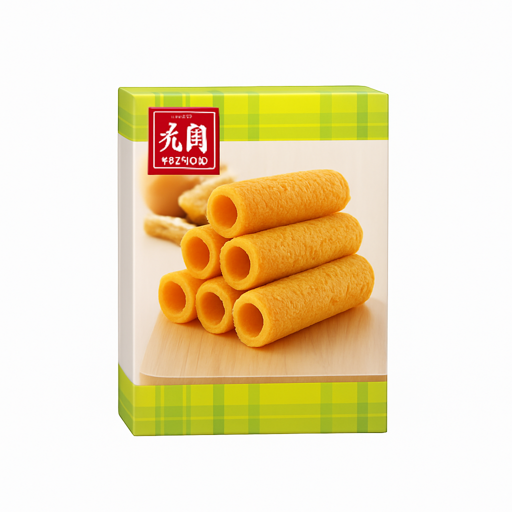 Mei Wei: Mini Egg Rolls Sabor Durian(元朗小蛋卷)- Yan Wo 100g - Embalagem em Fundo Branco