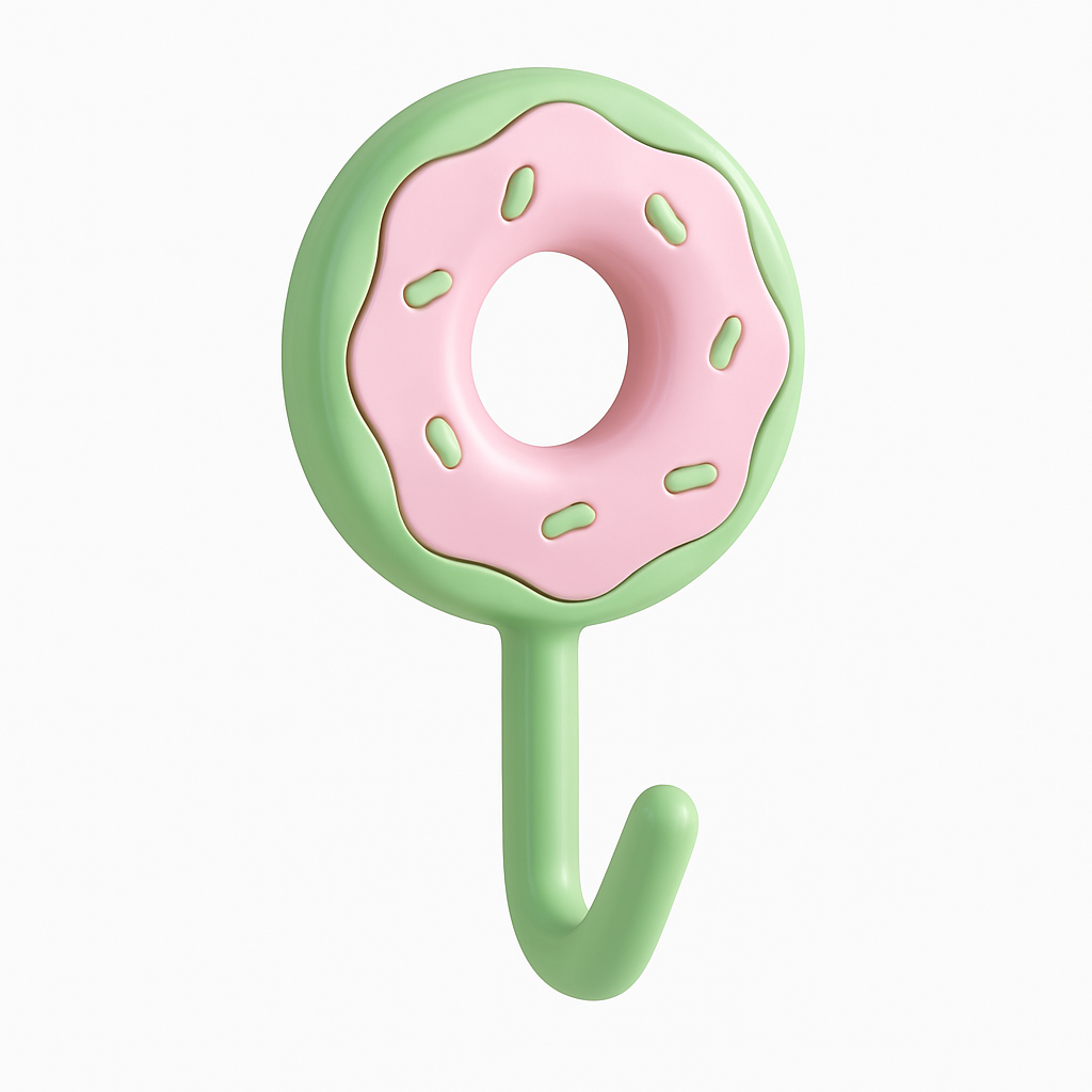 Mei Wei: Ganchos Adesivos Formato Donuts Kit 4 Peças - Embalagem em Fundo Branco