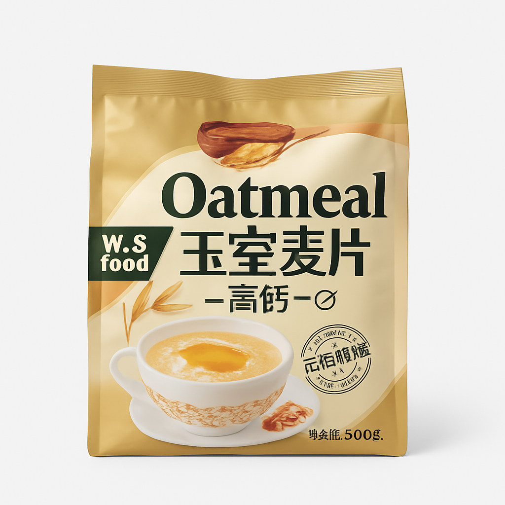 Mei Wei: Aveia Instantânea(燕麦片)- Kehe 600g - Embalagem em Fundo Branco