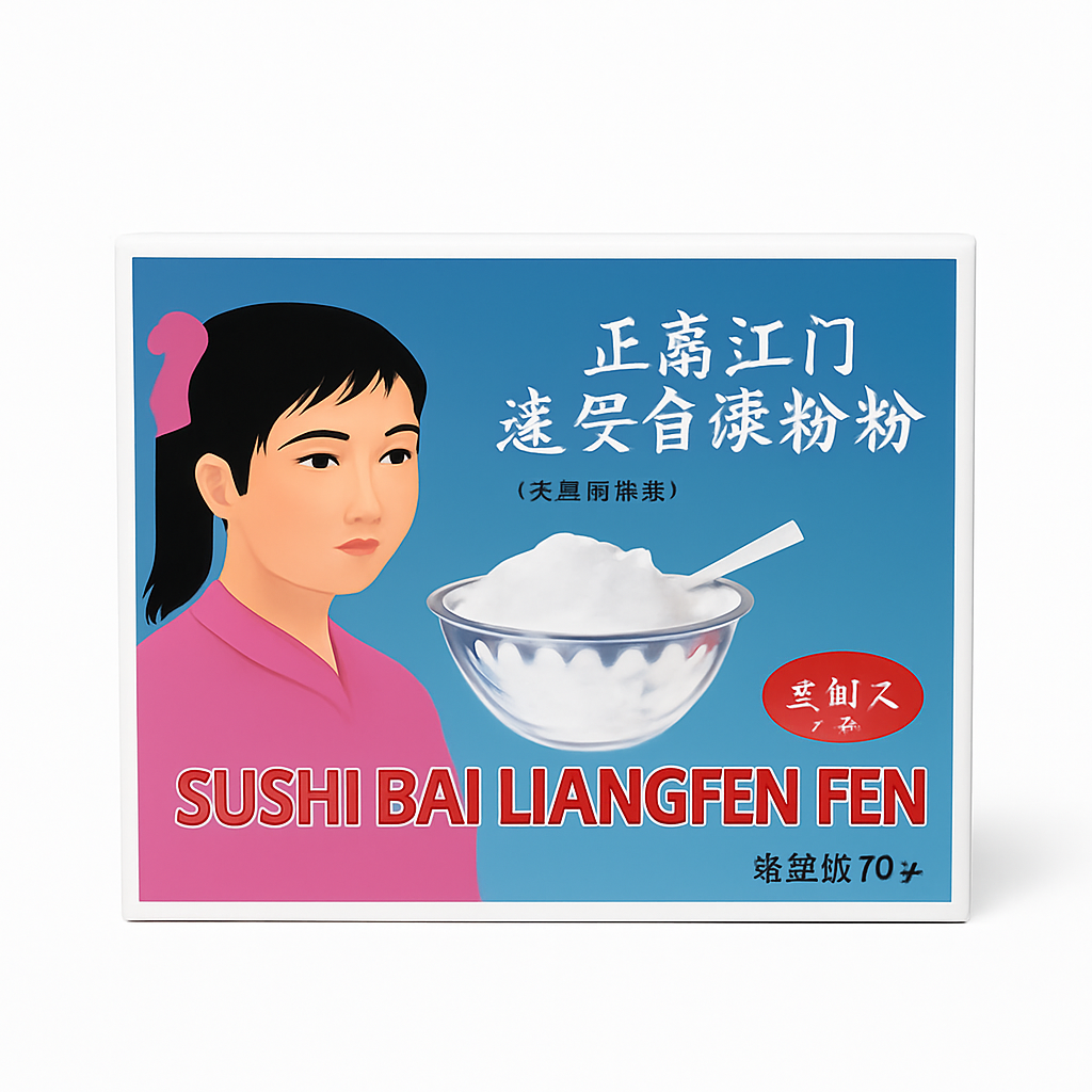 Mei Wei: Farinha para Sobremesa Branca(白凉粉)- Bailida 70g - Embalagem em Fundo Branco
