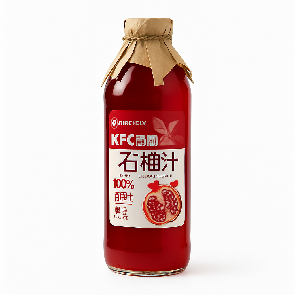 Mei Wei: Suco de Romã NFC(石榴汁)- Fenqu 1L - Embalagem em Fundo Branco